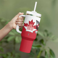 I Stand With Greenland Tumbler With Handle Red and White Side by Side