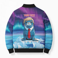 Personalized I Stand With Greenland Bomber Puffer Jacket Funny Sealion Founding