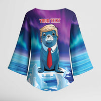 Personalized I Stand With Greenland Kimono Sleeve Blouse Funny Sealion Founding
