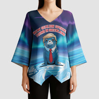 Personalized I Stand With Greenland Kimono Sleeve Blouse Funny Sealion Founding