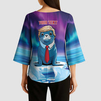 Personalized I Stand With Greenland Kimono Sleeve Blouse Funny Sealion Founding