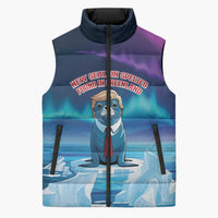Personalized I Stand With Greenland Sleeveless Puffer Jacket Funny Sealion Founding
