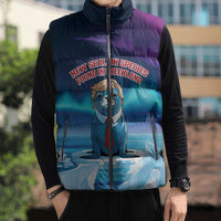 Personalized I Stand With Greenland Sleeveless Puffer Jacket Funny Sealion Founding