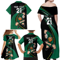 Custom Ireland Rugby Family Matching Off Shoulder Maxi Dress and Hawaiian Shirt Irish Shamrocks Warriors Sporty Style LT9 - Wonder Print Shop