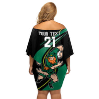 Custom Ireland Rugby Family Matching Off Shoulder Short Dress and Hawaiian Shirt Irish Shamrocks Warriors Sporty Style LT9 - Wonder Print Shop