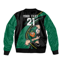 Custom Ireland Rugby Sleeve Zip Bomber Jacket Irish Shamrocks Warriors Sporty Style - Wonder Print Shop