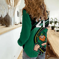 Custom Ireland Rugby Women Casual Shirt Irish Shamrocks Warriors Sporty Style - Wonder Print Shop