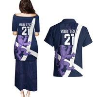Custom Scotland Rugby Couples Matching Puletasi and Hawaiian Shirt Scottish Lion and Thistle LT9 - Wonder Print Shop