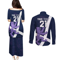 Custom Scotland Rugby Couples Matching Puletasi and Long Sleeve Button Shirt Scottish Lion and Thistle LT9 - Wonder Print Shop