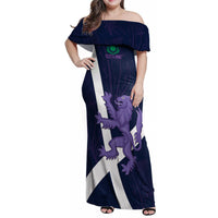 Custom Scotland Rugby Family Matching Off Shoulder Maxi Dress and Hawaiian Shirt Scottish Lion and Thistle LT9 - Wonder Print Shop