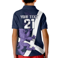 Custom Scotland Rugby Kid Polo Shirt Scottish Lion and Thistle - Wonder Print Shop