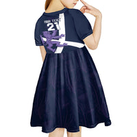Custom Scotland Rugby Kid Short Sleeve Dress Scottish Lion and Thistle - Wonder Print Shop