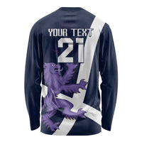 Custom Scotland Rugby Long Sleeve Shirt Scottish Lion and Thistle - Wonder Print Shop
