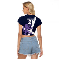 Custom Scotland Rugby Raglan Cropped T Shirt Scottish Lion and Thistle - Wonder Print Shop