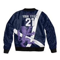 Custom Scotland Rugby Sleeve Zip Bomber Jacket Scottish Lion and Thistle - Wonder Print Shop