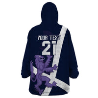 Custom Scotland Rugby Wearable Blanket Hoodie Scottish Lion and Thistle - Wonder Print Shop