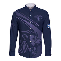 Custom Scotland Rugby Long Sleeve Button Shirt Scottish Lion Sporty Style - Wonder Print Shop