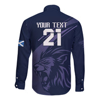 Custom Scotland Rugby Long Sleeve Button Shirt Scottish Lion Sporty Style - Wonder Print Shop