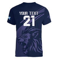 Custom Scotland Rugby Women V Neck T Shirt Scottish Lion Sporty Style - Wonder Print Shop