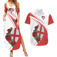Custom England Rugby Couples Matching Summer Maxi Dress and Hawaiian Shirt Red Rose Sporty Style LT9 - Wonder Print Shop