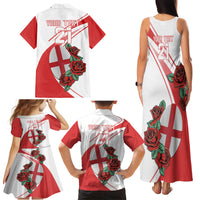 Custom England Rugby Family Matching Tank Maxi Dress and Hawaiian Shirt Red Rose Sporty Style - Wonder Print Shop