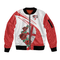 Custom England Rugby Sleeve Zip Bomber Jacket Red Rose Sporty Style - Wonder Print Shop