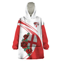 Custom England Rugby Wearable Blanket Hoodie Red Rose Sporty Style - Wonder Print Shop