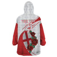 Custom England Rugby Wearable Blanket Hoodie Red Rose Sporty Style - Wonder Print Shop