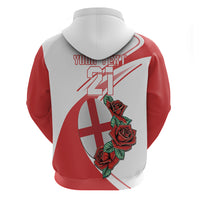 Custom England Rugby Zip Hoodie Red Rose Sporty Style - Wonder Print Shop