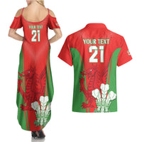 Custom Wales Rugby Couples Matching Summer Maxi Dress and Hawaiian Shirt With Prince of Waless Feathers Go Cymru LT9 - Wonder Print Shop