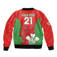Custom Wales Rugby Sleeve Zip Bomber Jacket With Prince of Waless Feathers Go Cymru - Wonder Print Shop