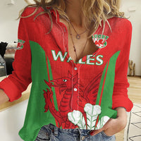 Custom Wales Rugby Women Casual Shirt With Prince of Waless Feathers Go Cymru - Wonder Print Shop