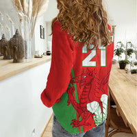 Custom Wales Rugby Women Casual Shirt With Prince of Waless Feathers Go Cymru - Wonder Print Shop