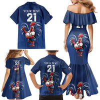 Custom France Rugby Family Matching Mermaid Dress and Hawaiian Shirt Le XV de France Gallic Rooster LT9 - Wonder Print Shop