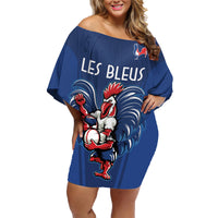 Custom France Rugby Family Matching Off Shoulder Short Dress and Hawaiian Shirt Le XV de France Gallic Rooster LT9 - Wonder Print Shop