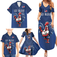 Custom France Rugby Family Matching Summer Maxi Dress and Hawaiian Shirt Le XV de France Gallic Rooster - Wonder Print Shop