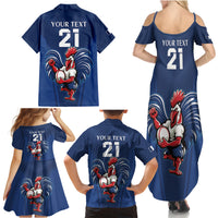 Custom France Rugby Family Matching Summer Maxi Dress and Hawaiian Shirt Le XV de France Gallic Rooster - Wonder Print Shop