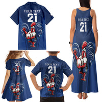 Custom France Rugby Family Matching Tank Maxi Dress and Hawaiian Shirt Le XV de France Gallic Rooster - Wonder Print Shop