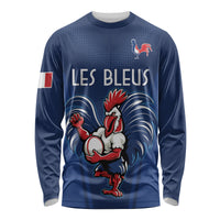 Custom France Rugby Long Sleeve Shirt Le XV de France Gallic Rooster - Wonder Print Shop