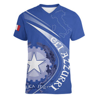 Custom Italy Rugby Women V Neck T Shirt Come On Gli Azzurri - Wonder Print Shop