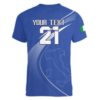Custom Italy Rugby Women V Neck T Shirt Come On Gli Azzurri - Wonder Print Shop
