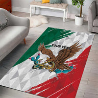 Eagle Devouring Snake Mexican Emblem Personalized Area Rug Grunge Flag Style