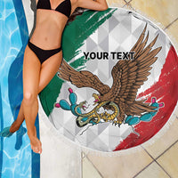 Eagle Devouring Snake Mexican Emblem Personalized Beach Blanket Grunge Flag Style