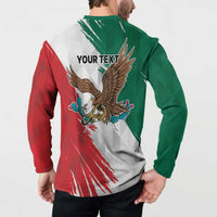 Eagle Devouring Snake Mexican Emblem Personalized Button Sweatshirt Grunge Flag Style