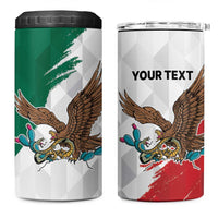 Eagle Devouring Snake Mexican Emblem Personalized 4 in 1 Can Cooler Tumbler Grunge Flag Style