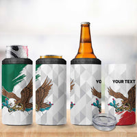 Eagle Devouring Snake Mexican Emblem Personalized 4 in 1 Can Cooler Tumbler Grunge Flag Style