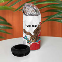 Eagle Devouring Snake Mexican Emblem Personalized 4 in 1 Can Cooler Tumbler Grunge Flag Style
