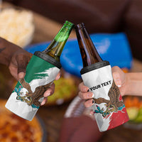 Eagle Devouring Snake Mexican Emblem Personalized 4 in 1 Can Cooler Tumbler Grunge Flag Style