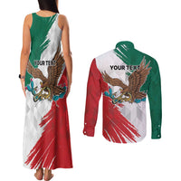 Eagle Devouring Snake Mexican Emblem Personalized Couples Matching Tank Maxi Dress and Long Sleeve Button Shirt Grunge Flag Style