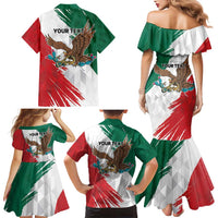 Eagle Devouring Snake Mexican Emblem Personalized Family Matching Mermaid Dress and Hawaiian Shirt Grunge Flag Style